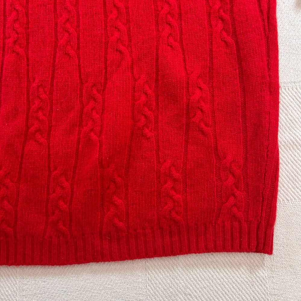 VTG Petite Sophisticate Red Lambswool Angora Cable Knit Mock Neck Sweater Small - Picture 2 of 5